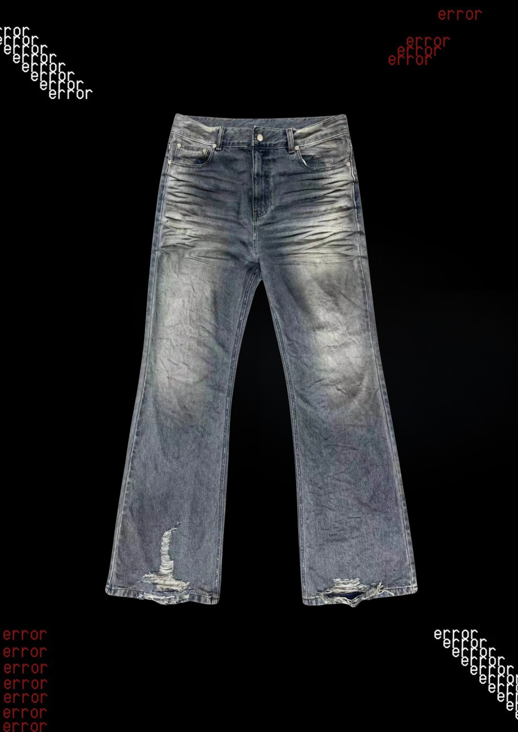 'DISTRESSED' FLARED JEANS