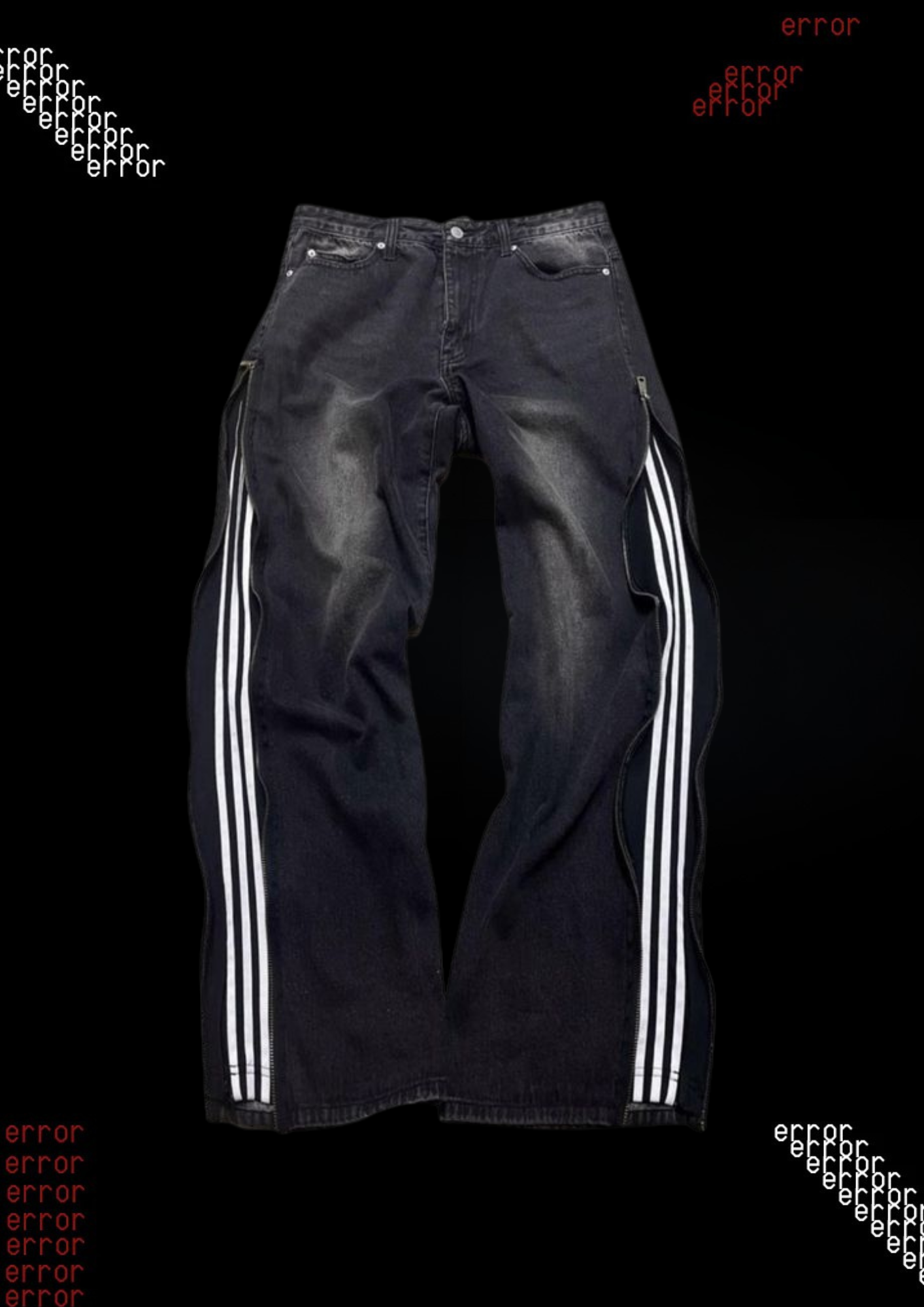 'STR!PED' FLARED DENIM